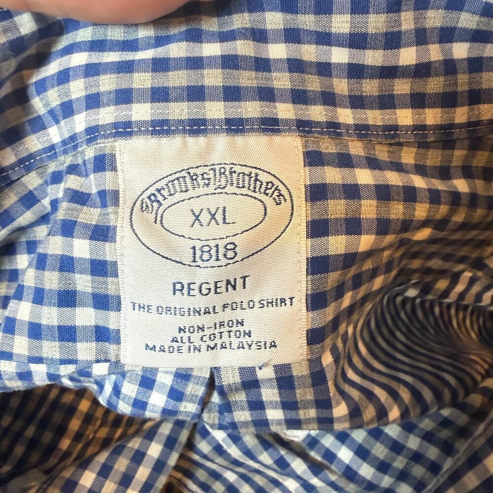 Brooks Brothers Regent XXL Blue Gingham Check Button Down Shirt Mens - Picture 3 of 6